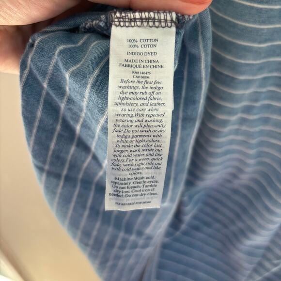Faherty Men's Indigo Pocket Tee Striped Coastal Preppy Size L - Picture 7 of 8